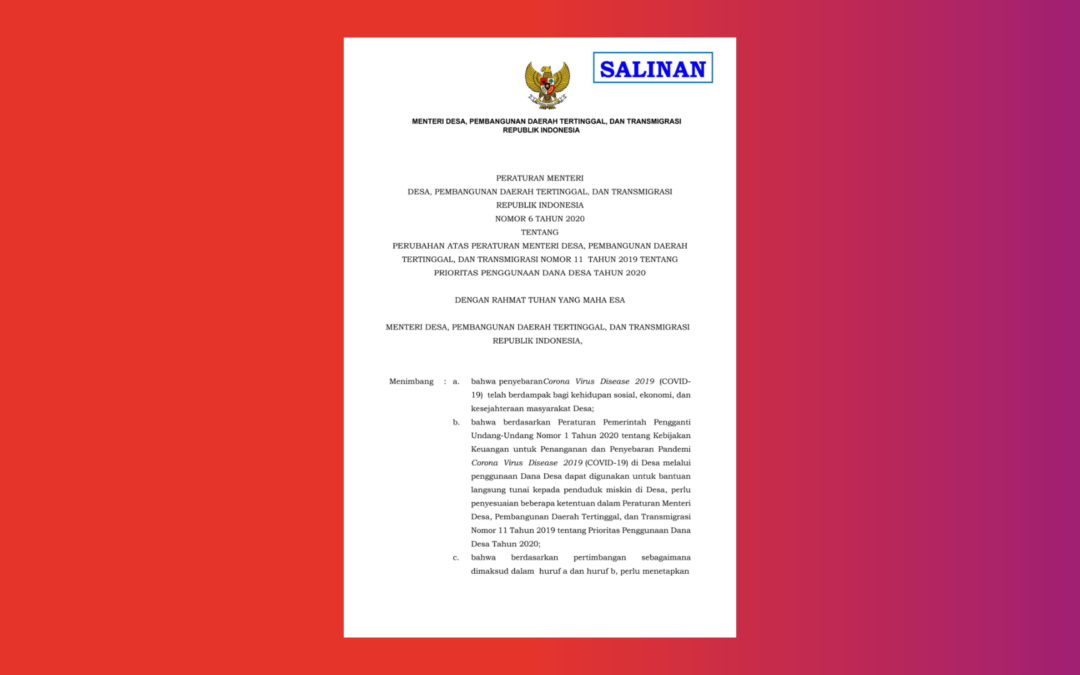 Permendesa Nomor 6 Tahun 2020